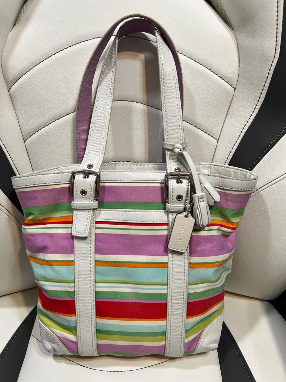 Coach Hampton Multi Striped Tote - Picture 1 of 17